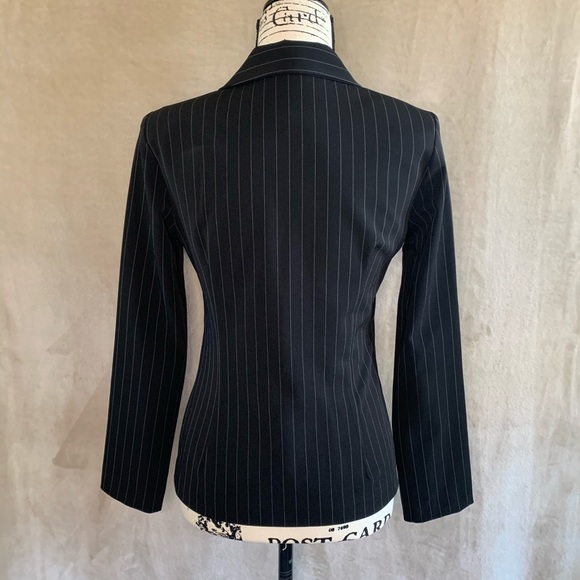 Vintage Black Pinstripe One Button Blazer COUNTESS - Picture 7 of 15